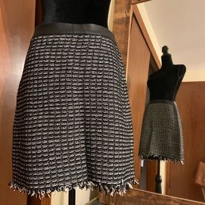 Tory Burch Tweed Skirt! Leather waist band!